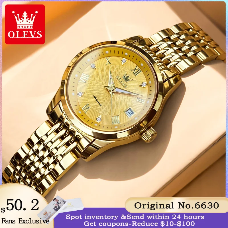 OLEVS 6630 роскошные брендовые женские часы высококачественные золотые