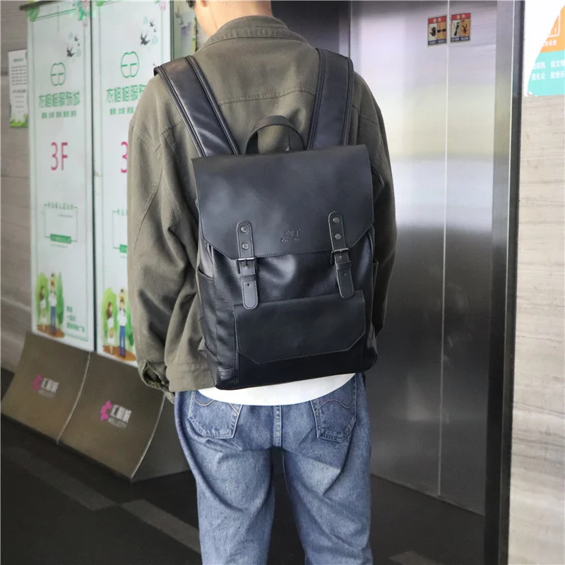 

Chaoman 2022 New Fashion Men's Backpack British Men's Crazy Horse Leather Backpack Outdoor Travel