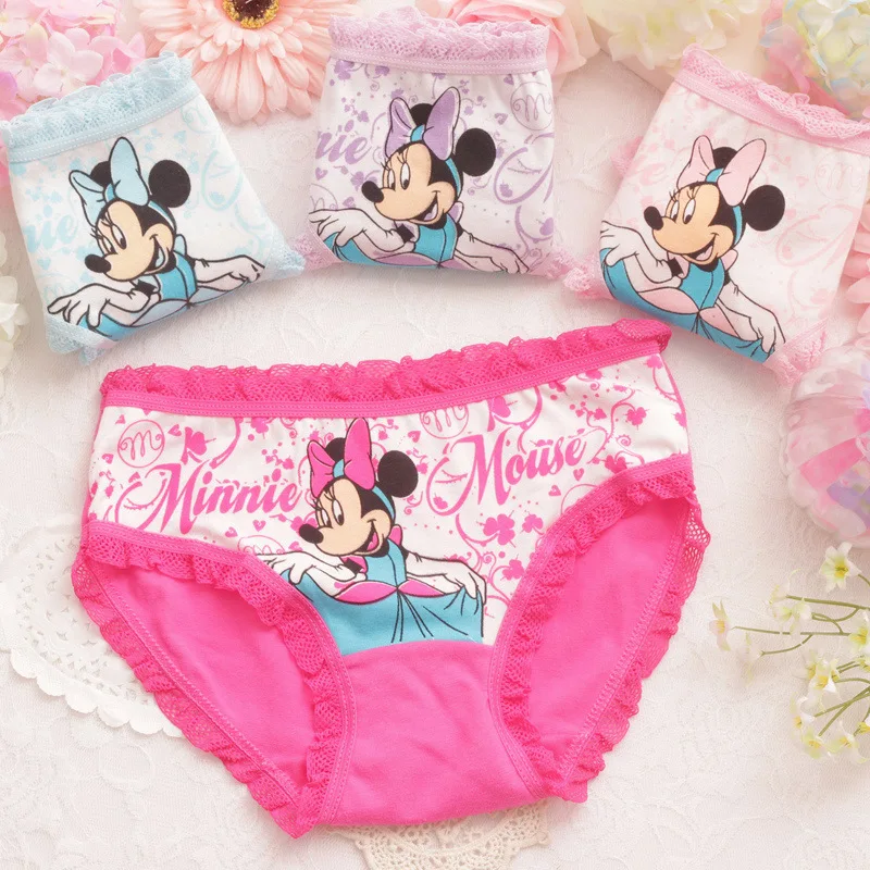 4 Pcs/Lot 2-10 Years Old Disney Kids Underpants Cotton Girls Underpants Cute Cat Pattern Kids Boxer Briefs Kids Soft Girls Pants