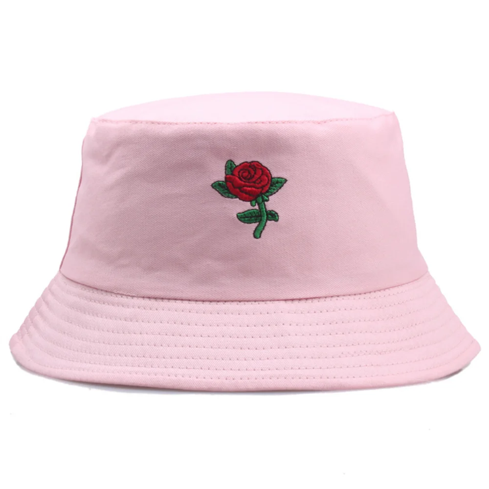 2023 new rose embroidered fisherman hat female tide spring and autumn outdoor sunscreen sun versatile hot pot cap