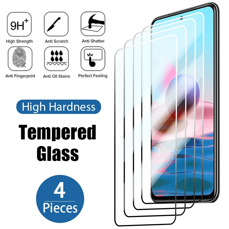 Защитное стекло для Redmi Note 12, 11, 10, 9, 8, 7 Pro Plus, 4 шт., зеркальная Защита экрана для Redmi 9A, 10C, 9C, 9AT, Note 11S, 10S, 9T, 8T
