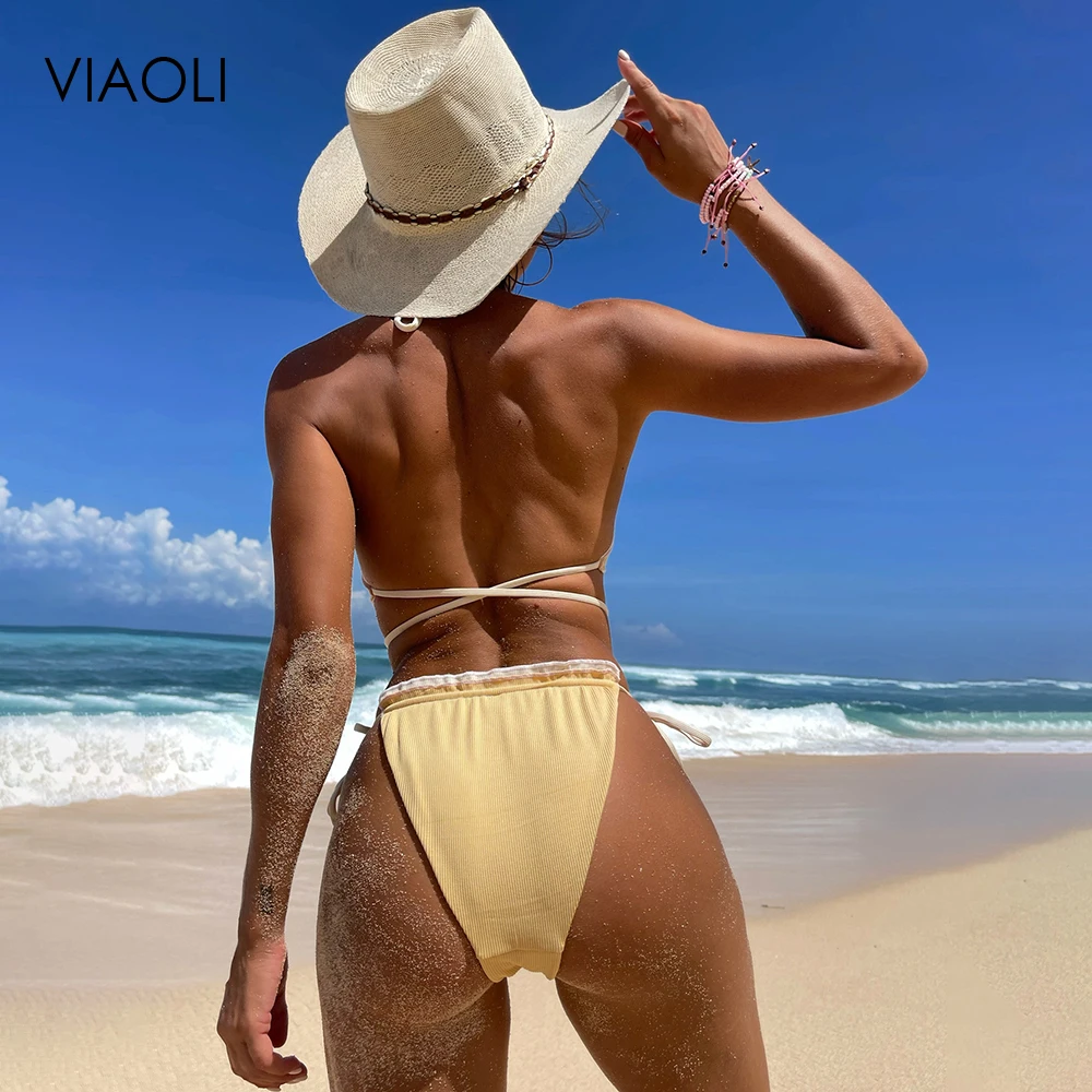 

Купальник-бикини женский однотонный с эффектом пуш-ап