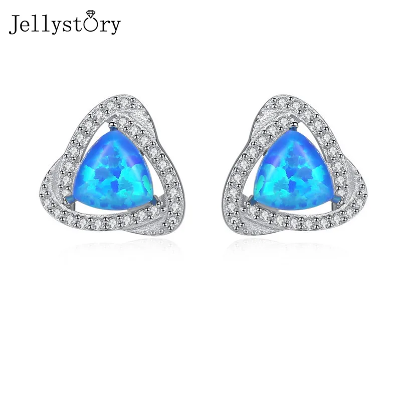 

Jellystory Opal Stud Earrings For Women 925 Sterling Silver Heart Shape Gemstone 10*10mm Wedding Anniversary Fine Jewelry Gifts
