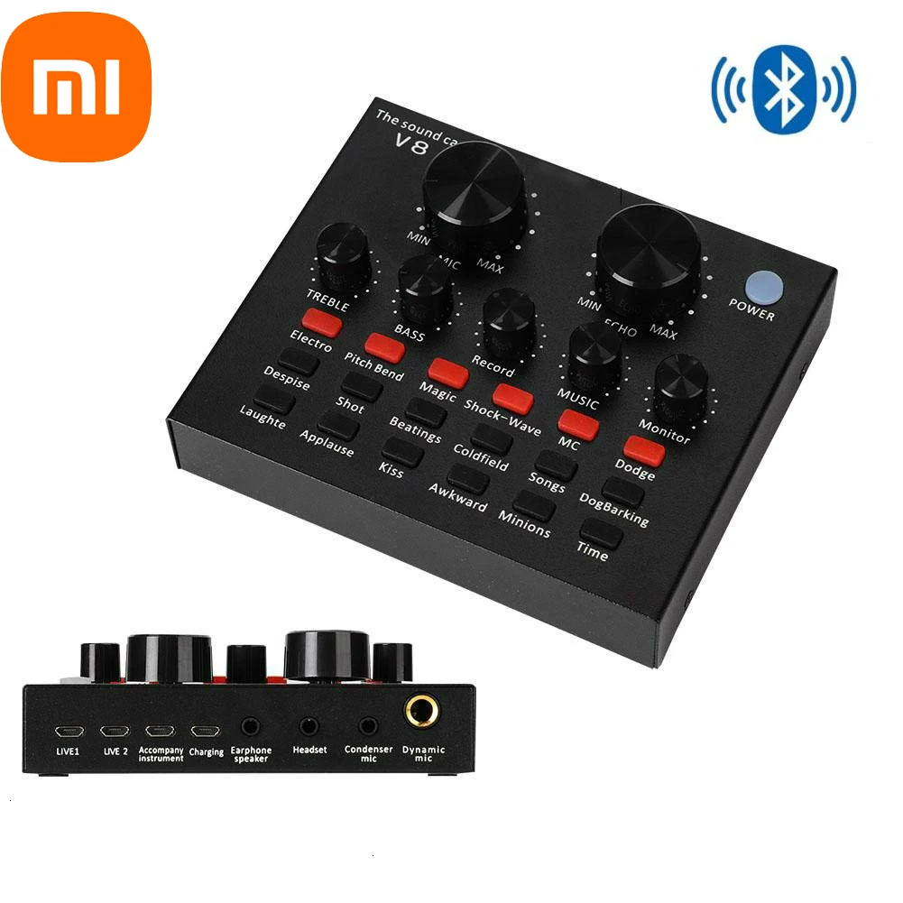 

Xiaomi Bluetooth V8 Live Sound Card USB Intelligent Mixer Sound Card With Multiple Funny Sound Effect For Recording Host Speech