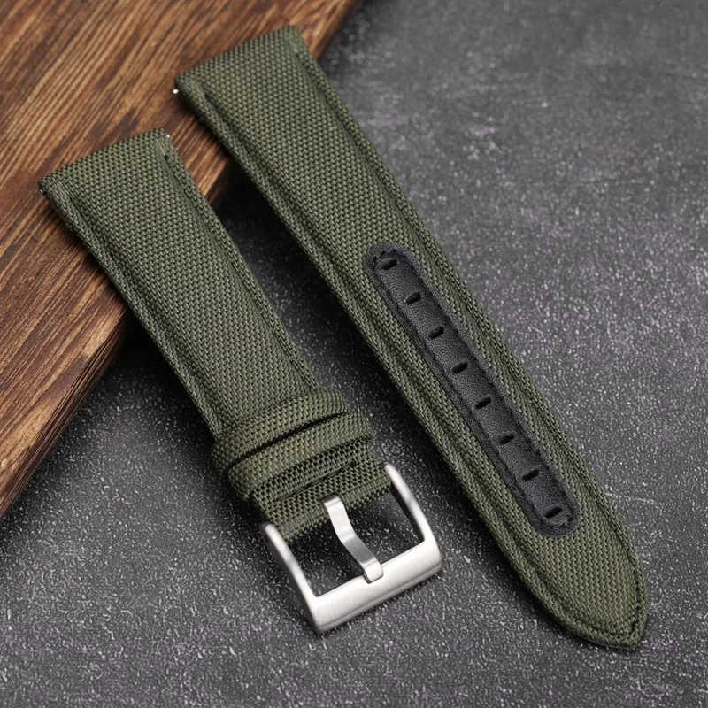 20mm 22mm Black Green Nylon Watch Strap Men Wrist Band Bracelet for Omega Tissot IWC HUAWEI GT2/GT3 Watchband