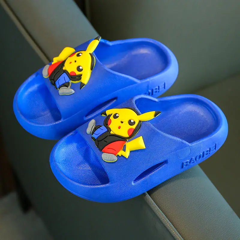 Детские тапочки с героями мультфильмов Покемон Пикачу Симпатичные летние