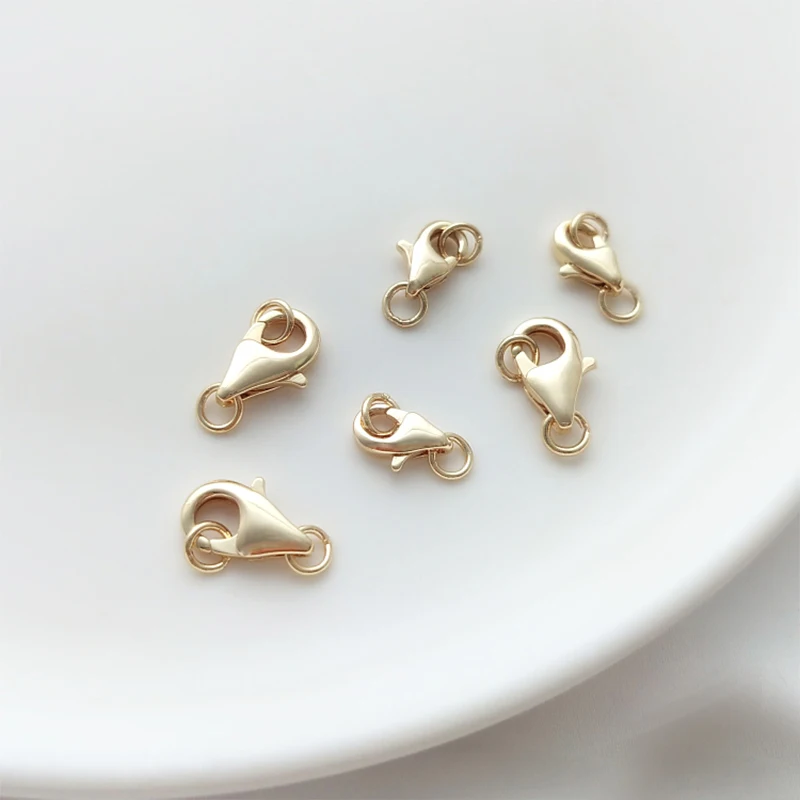 Корейская позолоченная латунная застежка-карабин 14 к с 2 замкнутыми кольцами