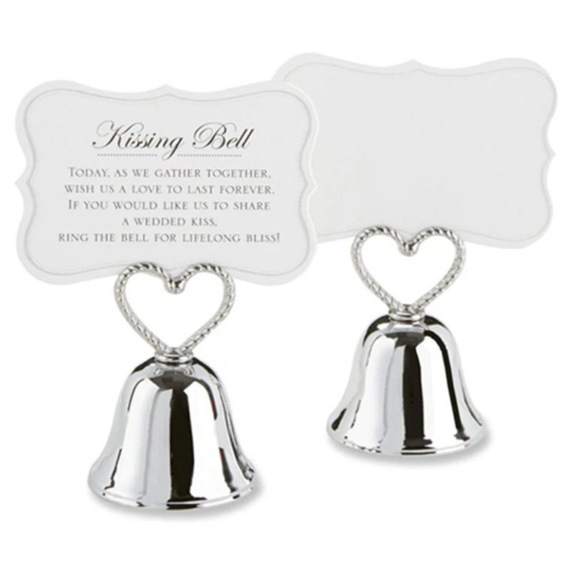 

20Pcs"Kissing Bell" Silver Bell Place Card Holder/Photo Holder Wedding Table Decoration Favors