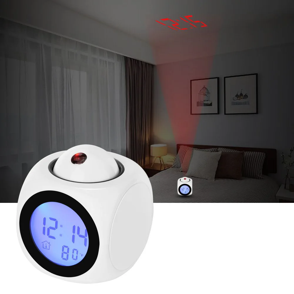 Projection Clock Snooze Portable Usb Charger Table Led Digit