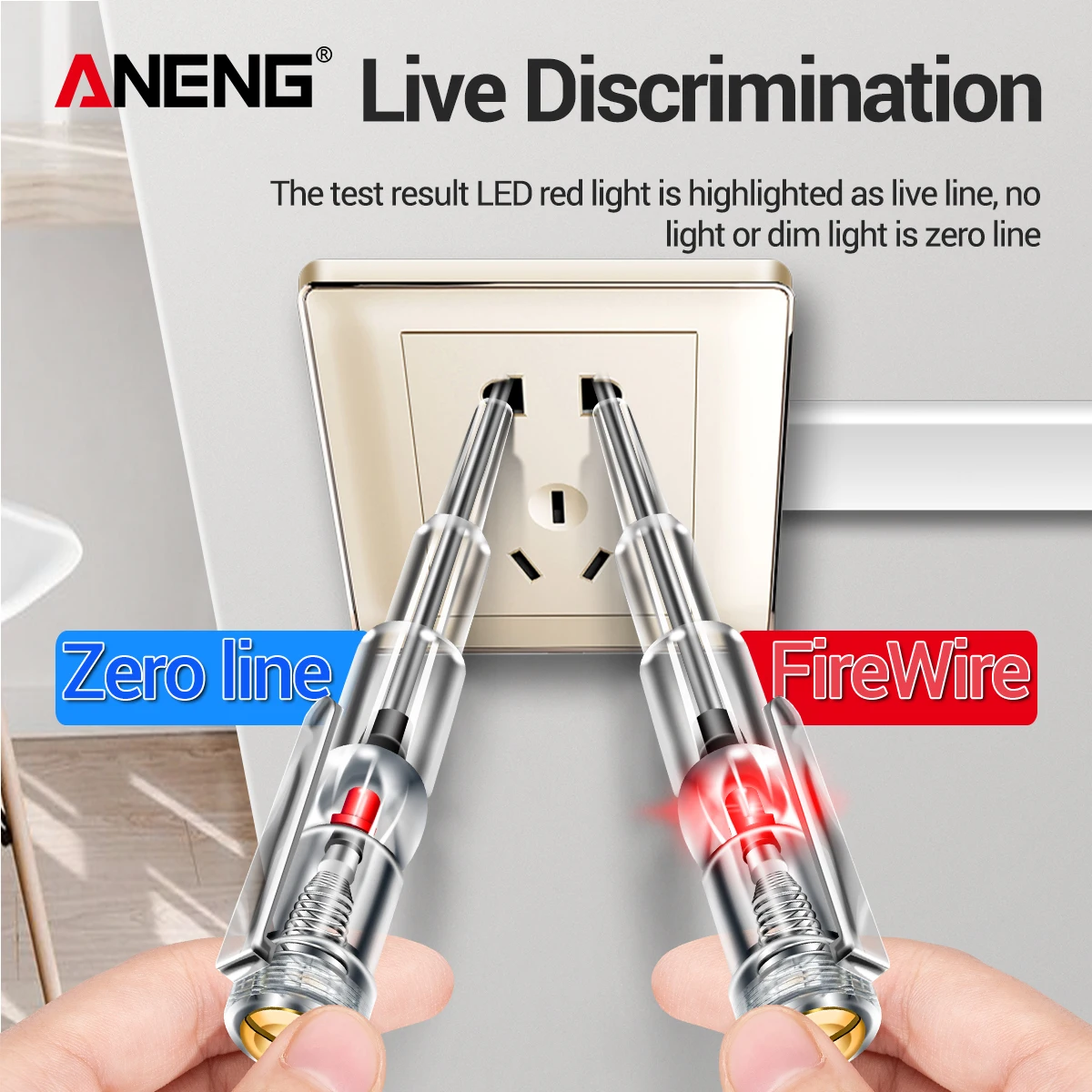 

ANENG B09 Electrical Tester Pen Screwdriver Probe Light Voltage Tester Detector 70-250V Test Pen Pencil With LED Indicator Light