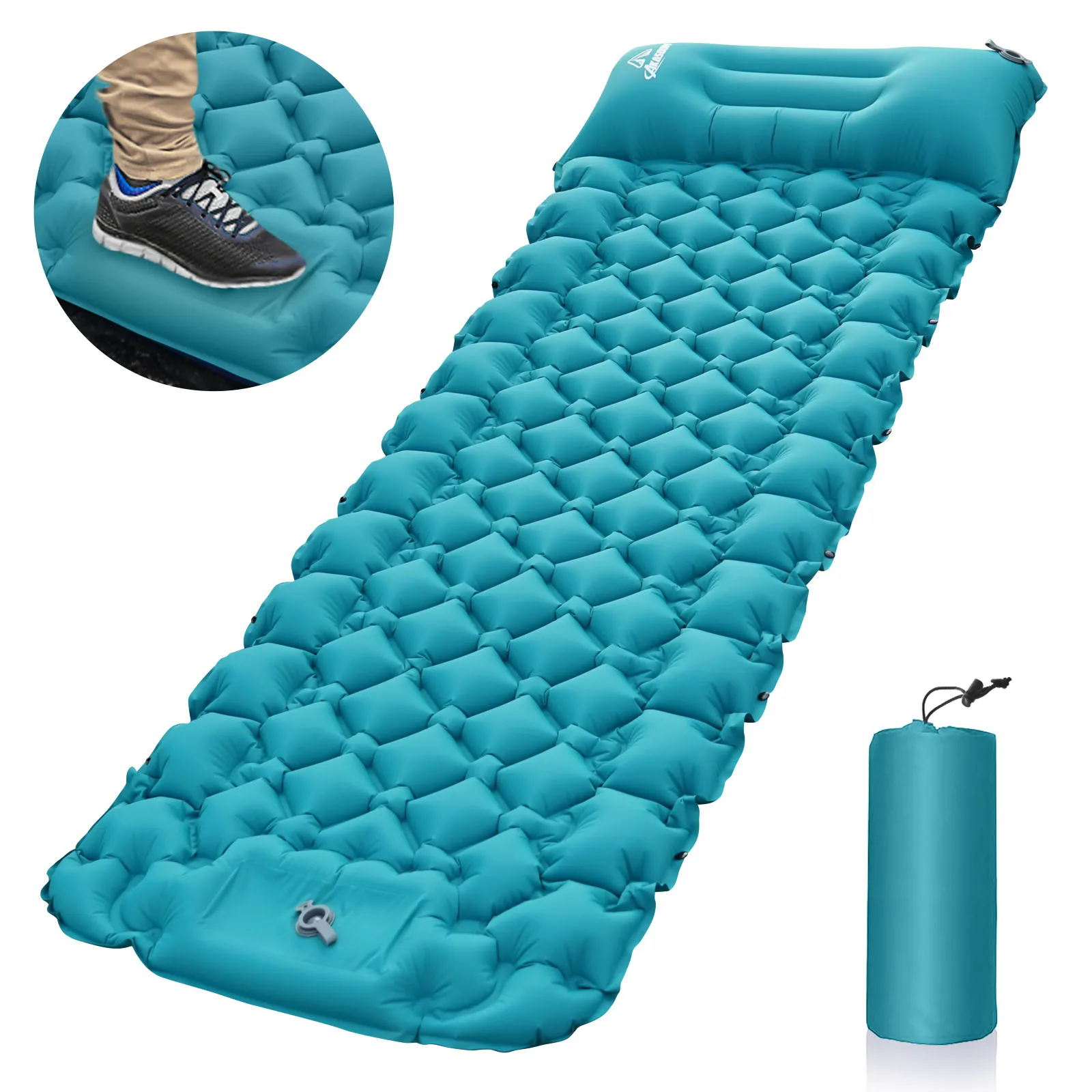 

Outdoor Inflatable Pad Foot Pedal Portable Outdoor Camping Inflatable Mattress Lunch Break Sleeping Pad Car Tent Inflatable Pad