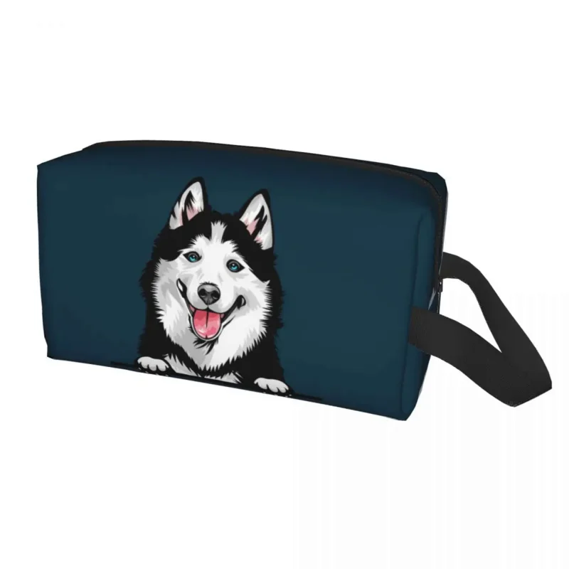 

Travel Siberian Husky Toiletry Bag Fashion Alaskan Malamute Dog Makeup Cosmetic Organizer Women Beauty Storage Dopp Kit Case