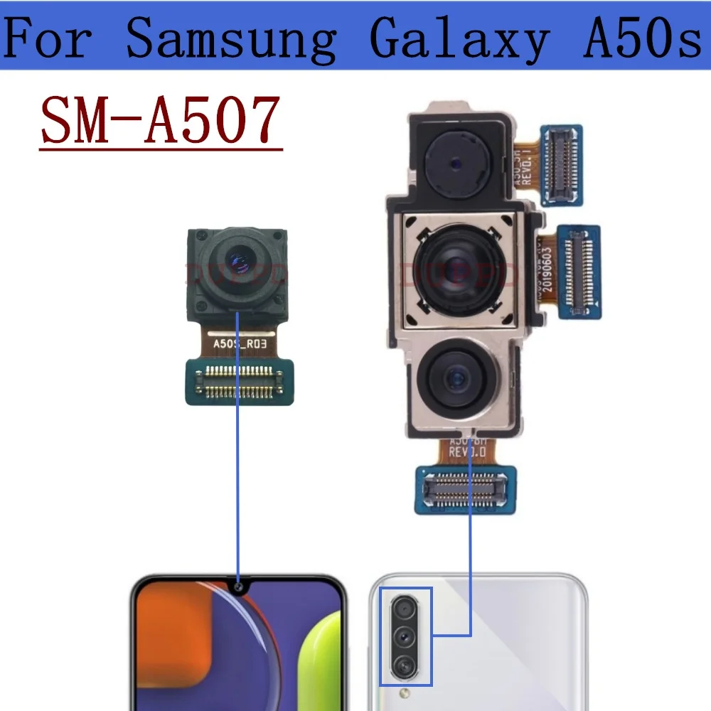 

Rear Front Camera For Samsung Galaxy A50s SM-A507F/FN Original Frontal Selfie Wide Depth Backside Back Camera Module Spare
