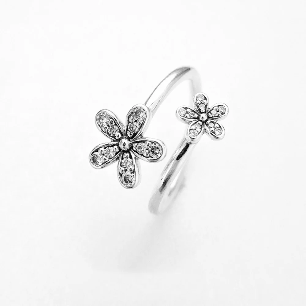 Bague Fermée Plaquée Argent S925 pour Femme, Série Printemps, Doux et Frais, Accessoires avec Sac, Pandora Small Destroy AndrSilver