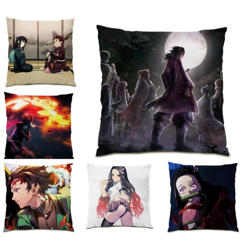 

Anime Kamado Tanjirou Cushion Cover Demon Slayer Pillowcase Kamado Nezuko Pillow Cover Bedroom Office Chair Home Decor B0147G