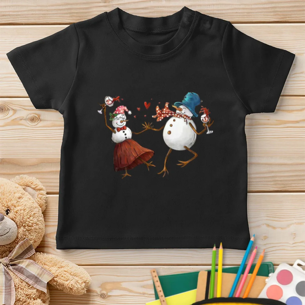 

Cocktail Party Dancing Christmas Snowman Custom Short Style T-Shirt Print Personalized Can Customize The Pattern You Want