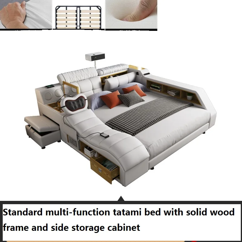 

Multifunctional Bed Tatami King Platform Upholstered Fabric Soft Bed smart home supply bedroom hotel commercial intelligent bed