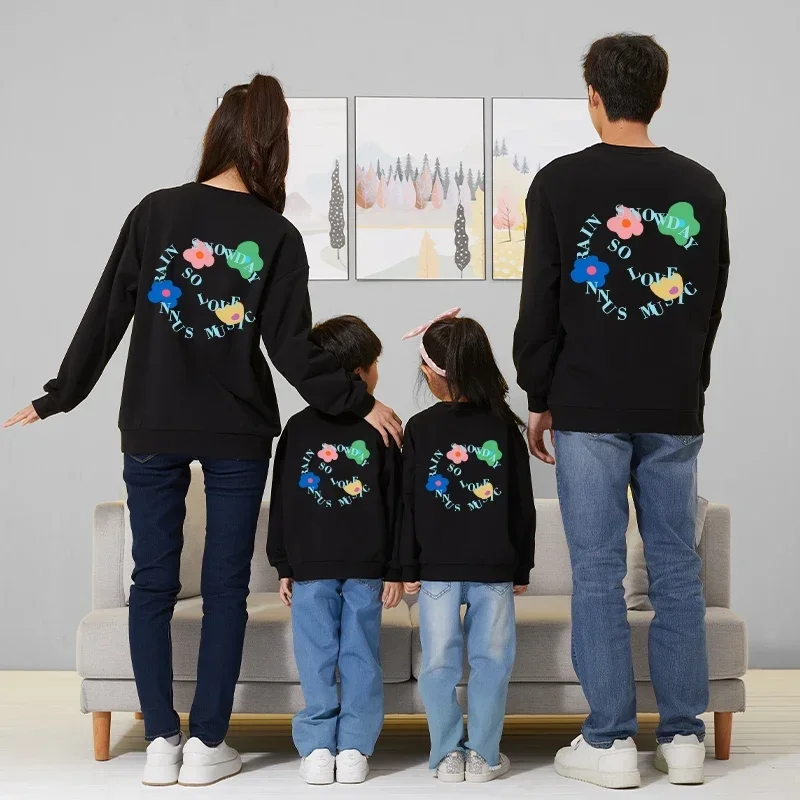 Рождественские корейские топы для мамы и дочери детей рубашки с цветочным