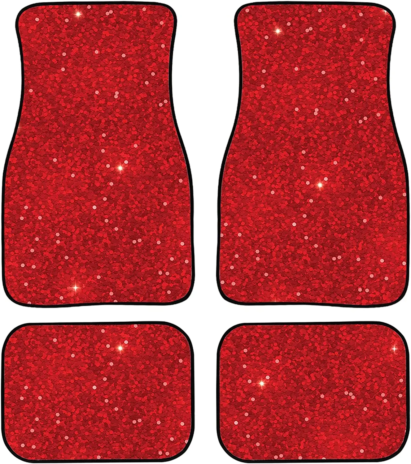 

Bling Print Fashion 4 Piece Cars Floor Mats Set for Women - Rubber-Lined All-Season Heavy-Duty Vehicle Floor Protection Carpet