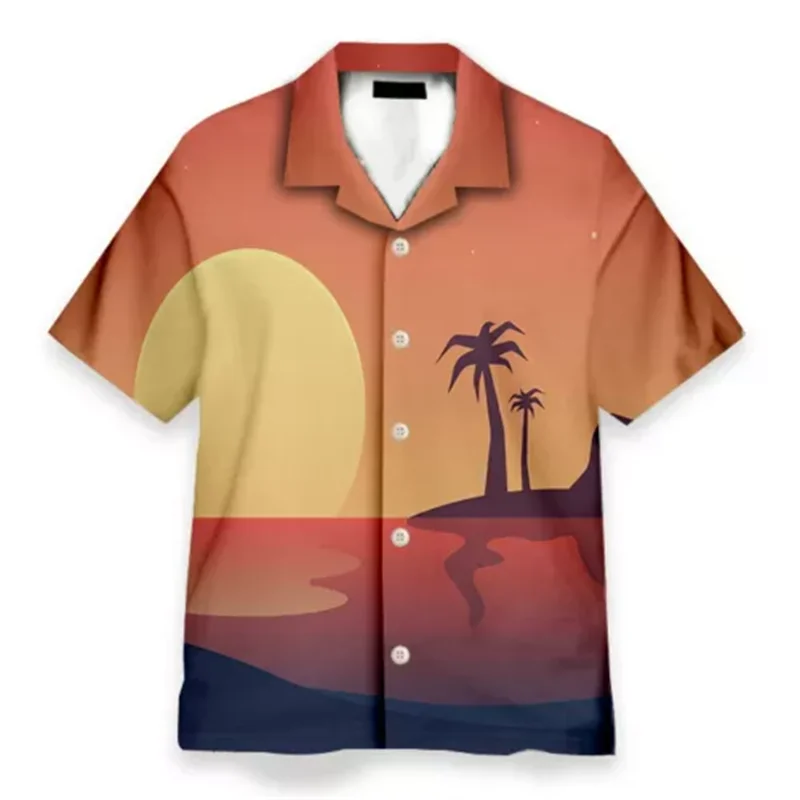 Мужские 3D рубашки с принтом заката