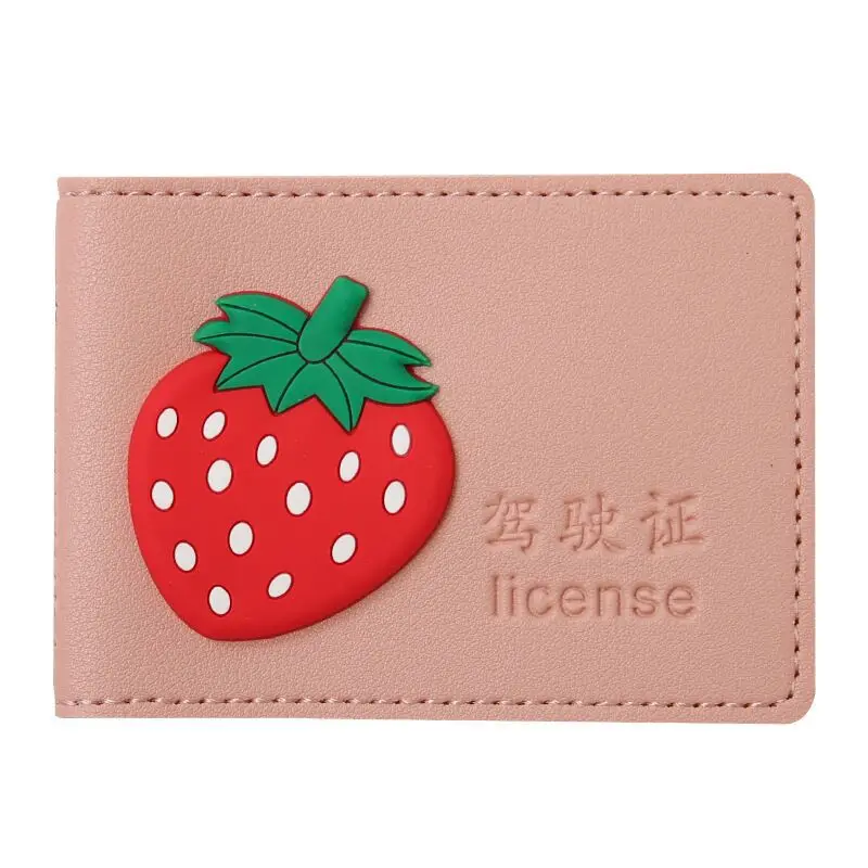 Candy Color Cartoon PU Driver License Holder Leather Cover Car Driving Cover Business ID Pass Wallet Case Men Women Card Holder