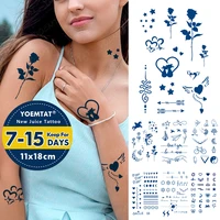 semi permanent waterproof temporary tattoo stickers rose love juice lasting ink tatto women body art genipin herbal fake tattoos