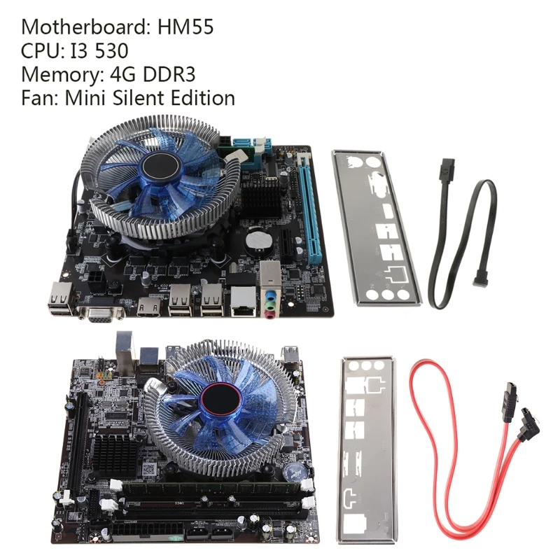Компьютерная материнская плата HM55 I3 I5 Lga 2. 0 4G вентилятор охлаждения памяти Atx