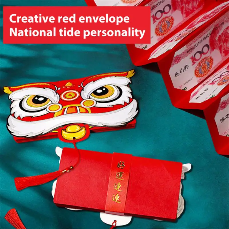 

2022 г., складной красный конверт с тигром HongBao, красный карман, новогодний оригинальный креативный красный конверт для весеннего фестиваля