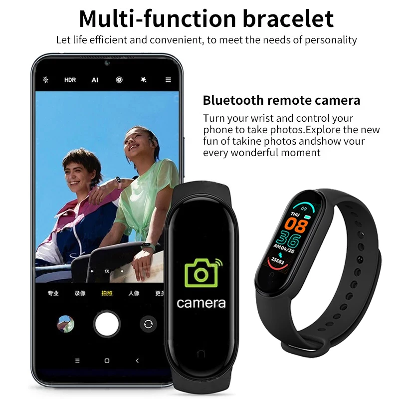 

Спортивные Смарт-часы M6 Plus с измерением пульса и артериального давления, водонепроницаемый смарт-браслет, мужские и женские Смарт-часы