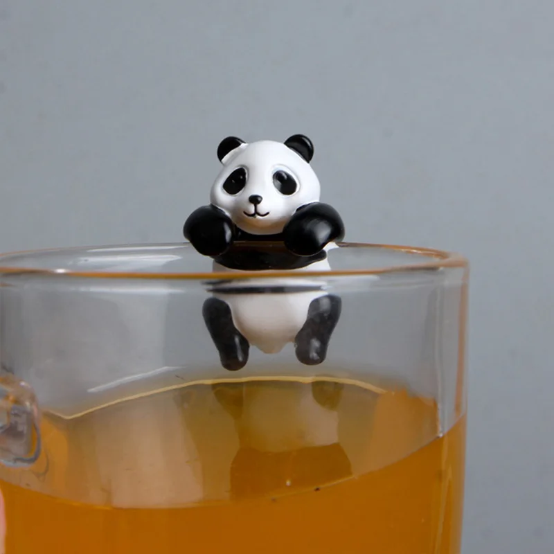 

Creative Cartoon Lucky Cats Panda Model Figurines The Edge of Cup Kitten Mini Figure Dolls PVC Party Decor Miniatures Gifts