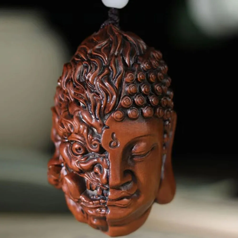 JW24 - 2 &quotрезная вручную Статуэтка из бокса и сетки-маска для лица Будды с демоном