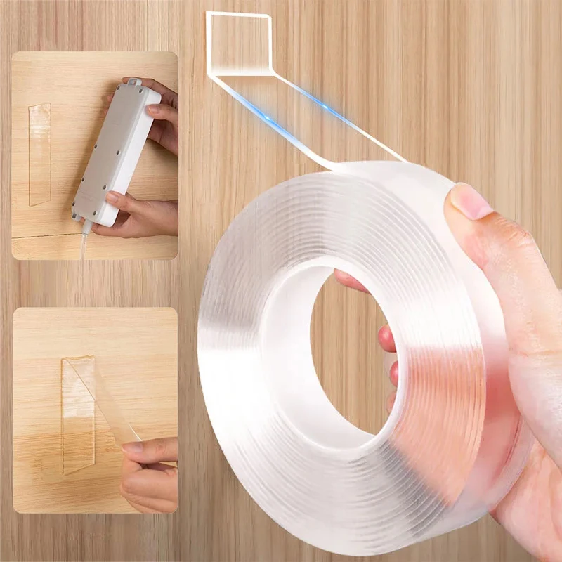 

Transparent Nano Tape Double Sided Tape Reusable Waterproof Adhesive Strips Kitchen Bathroom No Trace Strong Sticky Wall Tapes