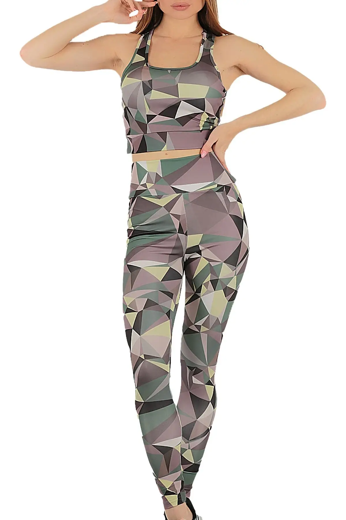 

Women's Leggings Yoga Pants Tights Set Cyber Camo Fitness Sport Butt Lifting Tights Sexy Stretch