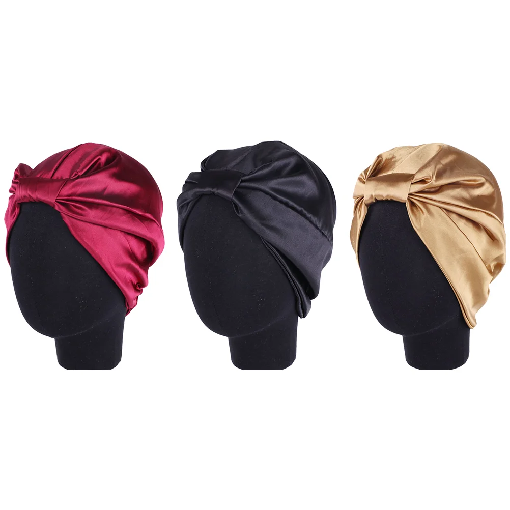 

Satin Colorful Silk Hair Wrap for Sleeping Stretchy Silk Faux Elastic Satin Woman Chemotheraphy Accessory