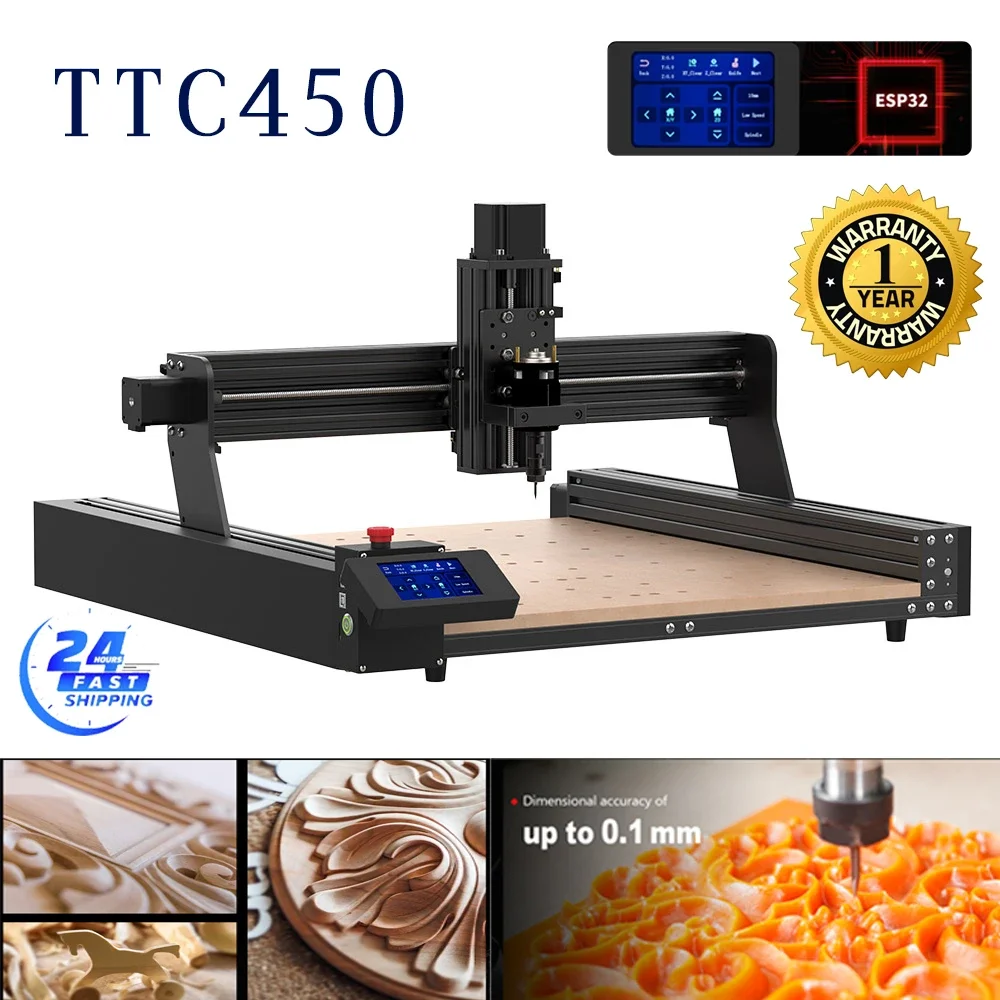 

Twotrees CNC Router Machine TTC450 All Metal Frame Z-axis Linear Rails Drive for Wood Aluminum Carving Cutting Milling