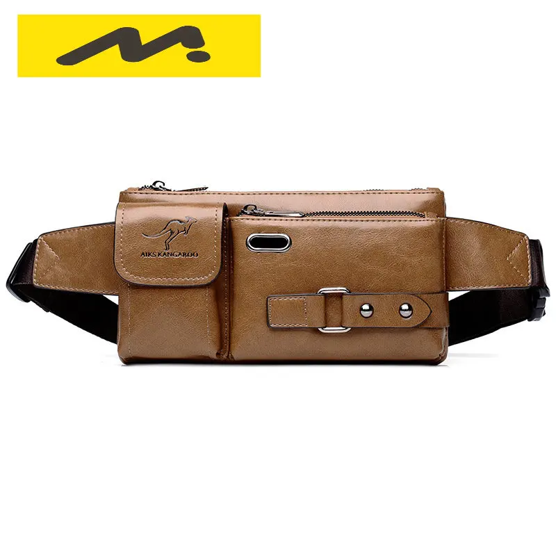 

Fashion Travel Shoulder Chest Pack for Male Brand PU Leather Men's Waist Bag 2023 Fanny Pack Men Belt Bags Cigarette Phone Pouch
