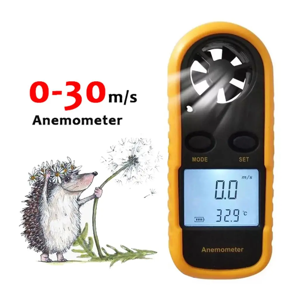

Цифровой анемометр 0-30 м/с измеритель скорости ветра-10 ~ 45C тестер температуры Anemometro с ЖК-дисплеем с подсветкой
