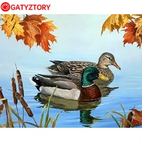 gatyztory diy coloring by number duck handpainted kits picture paint unique gift painting by numbers animal on canvas home decor