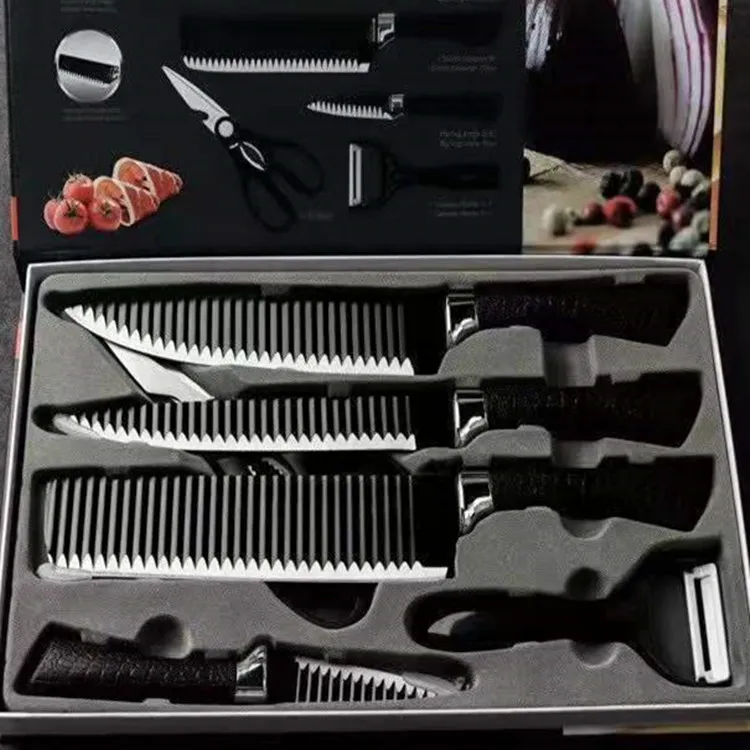 

Good Quality 6 PCS Knife Set Gift Set Vaisselle Cuisine Dinnerware Set Knife+Peeler+Scissor+Sharpener+Protector