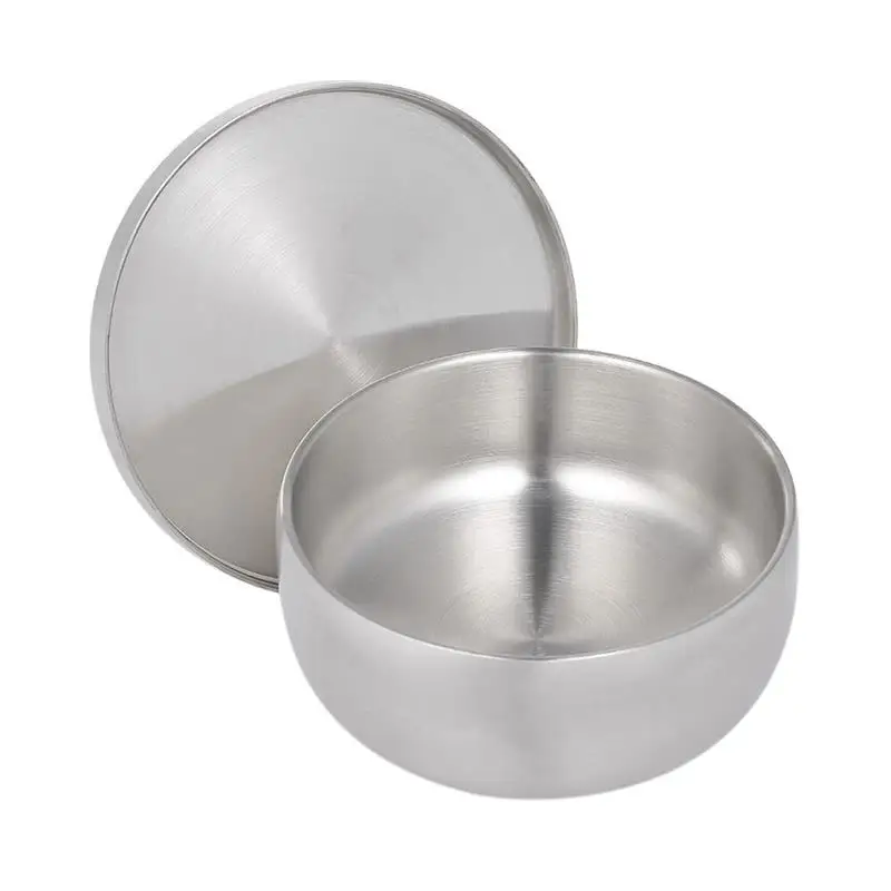 

Stainless Steel Men Shaving Bowl with Lid Useful Shaving Cream Soap Bowl Practical Shaving Bowl for Home Bathroom (Silver)