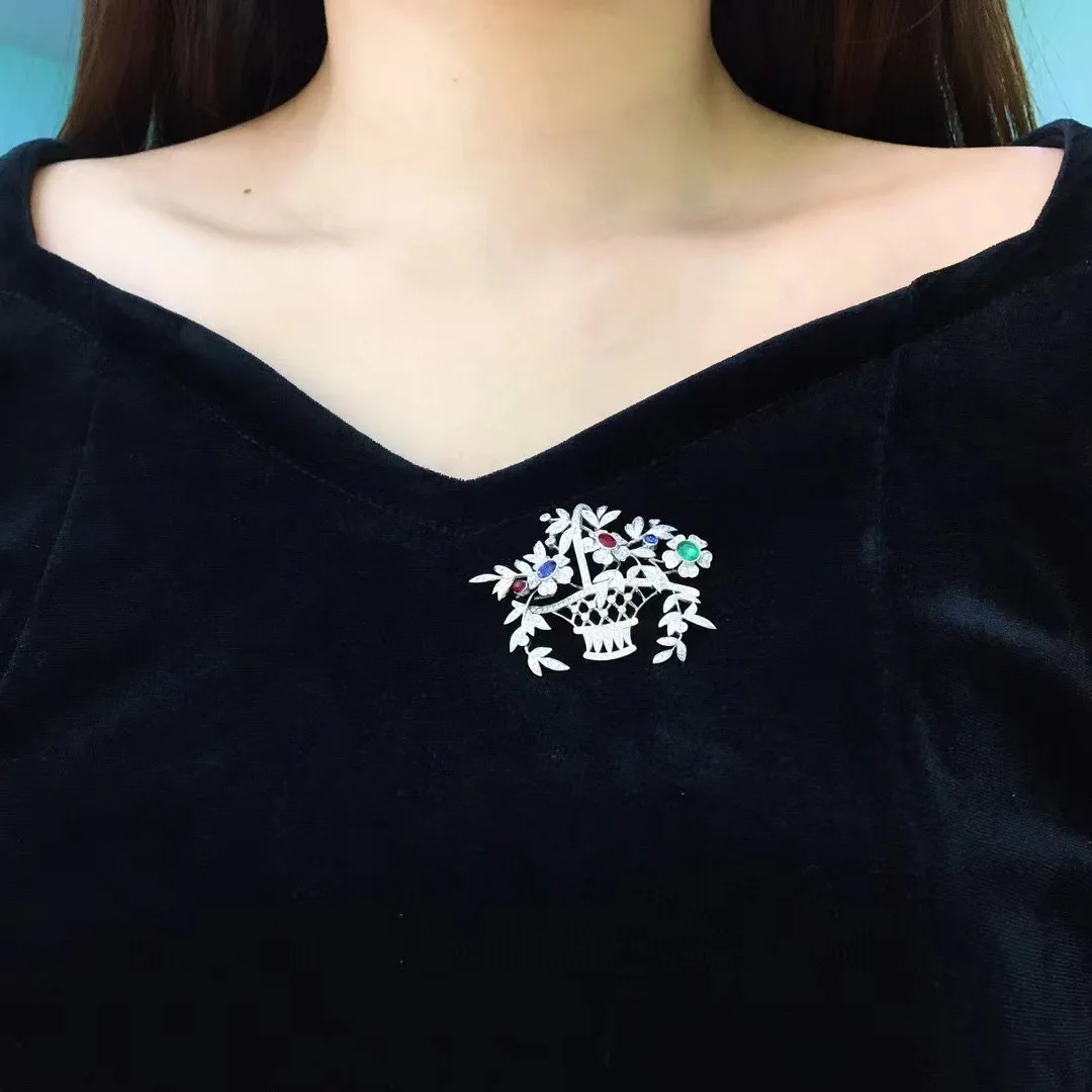 Подлинные ювелирные изделия 18 карат белое золото с бриллиантами брошь в виде