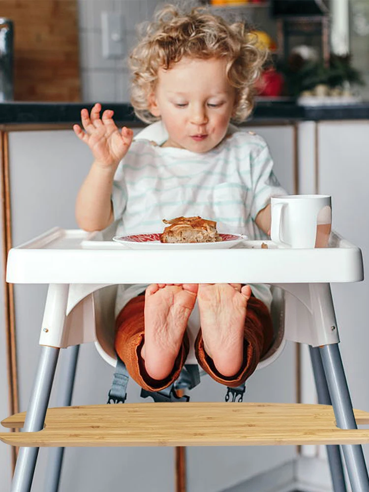 

Детский высокий стул, подножка для ног из натурального дерева и бамбука, с педалью
