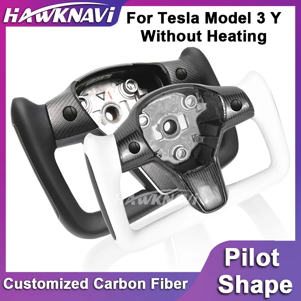 

Yoke Bare Steering Wheel For Tesla Model 3 Y 2017-2022 Black Leather Without Front Cover Heating Optional