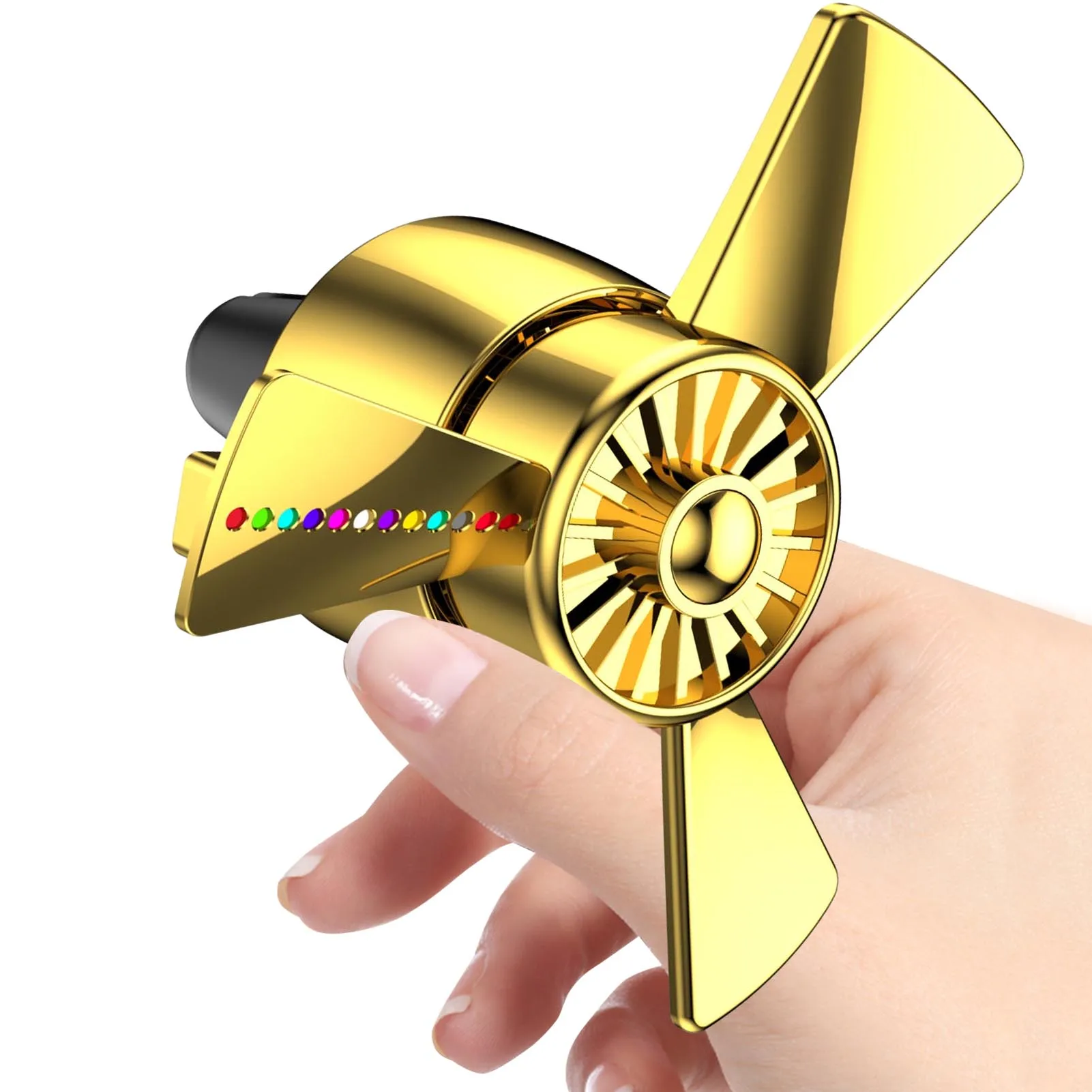 

Propeller Car Air Fresheners with LED Light Car Fresheners Vent Clips Essential Perfume Diffuser Fan USB Charging Cologne Lemon