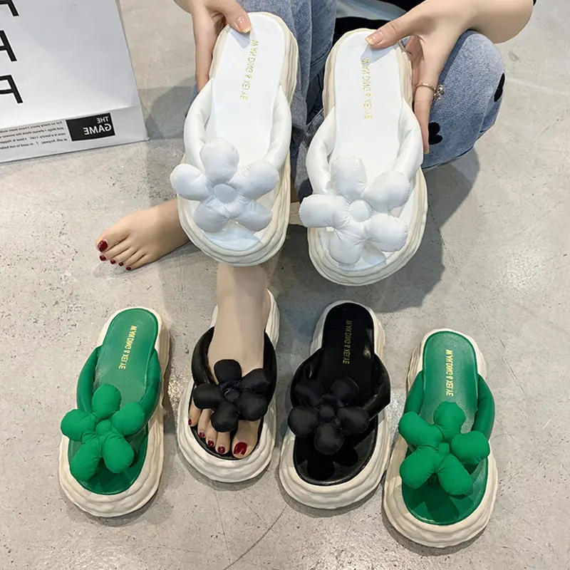 

House Slippers Platform Shoes Luxury Slides Rubber Flip Flops Med Slipers Women Soft Designer Flat Hawaiian 2022 Casual PU Bonde