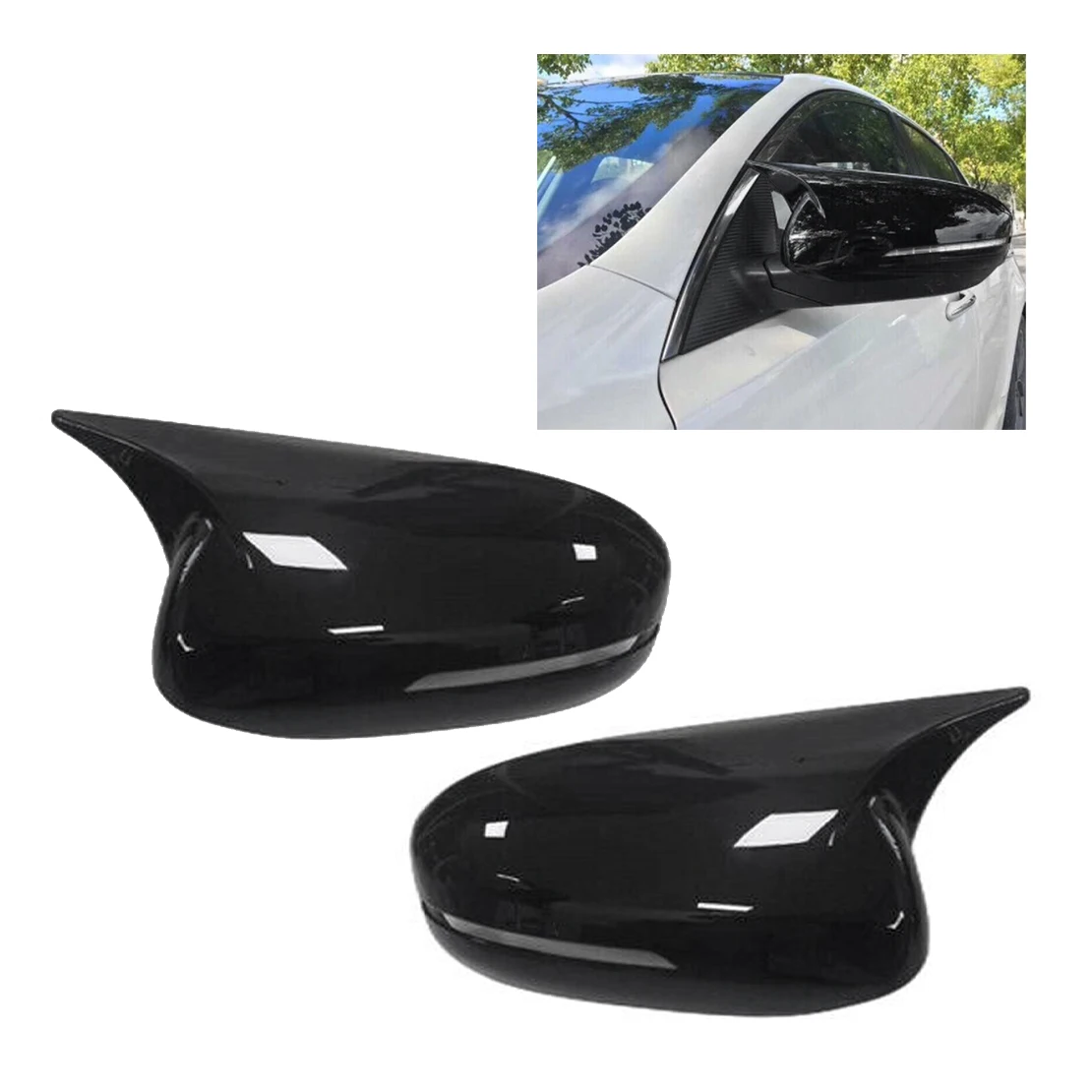 

1 Pair Car Front Left & Right OX Horn Rear View Mirror Cover Cap Fit for Kia Optima K5 2011 2012 2013 2014 2015 Gloss Black ABS