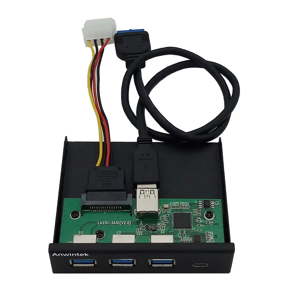 

33S50-RTK 3 in 1 Card Reader USB 3.0 Front Panel Media Type-c Dual USB 3.0 Port Hub Dashboard PC Front Panel with Power Cable -