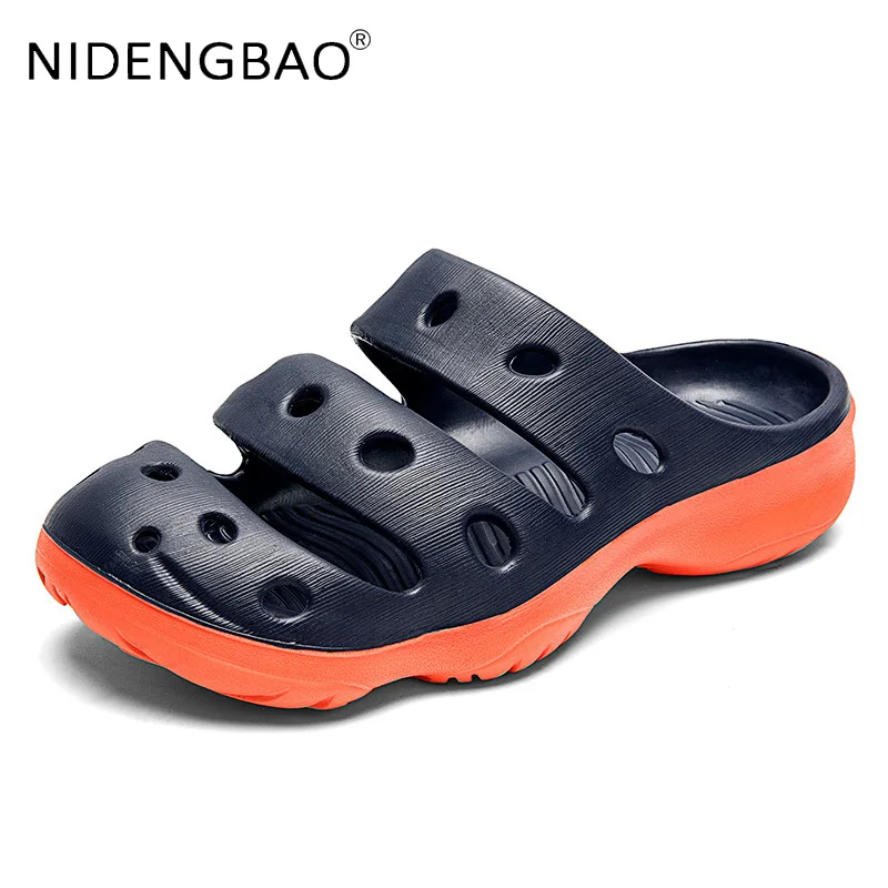 Summer Men's Slippers Beach Sandals Toe Anti-Collision Hole Garden Shoes Non Slip Male Casual Clogs Mules Bath Slides Size 39-49