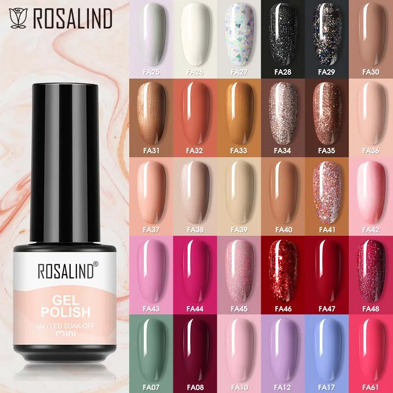

ROSALIND Nail Gel Polish Semi Permanent Gel UV Varnish Hybrid Base and Top Coat Primer Cat Eye Glitter Gel Polish Nail Glue