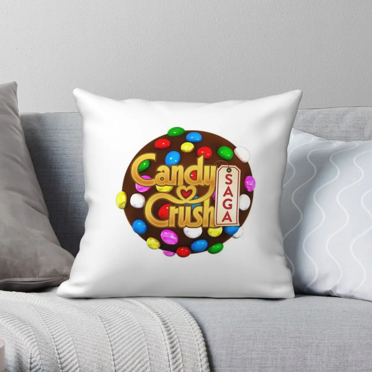 

Candy Crush Saga Game Pillowcase Polyester Linen Velvet Pattern Zip Decor Sofa Cushion Cover